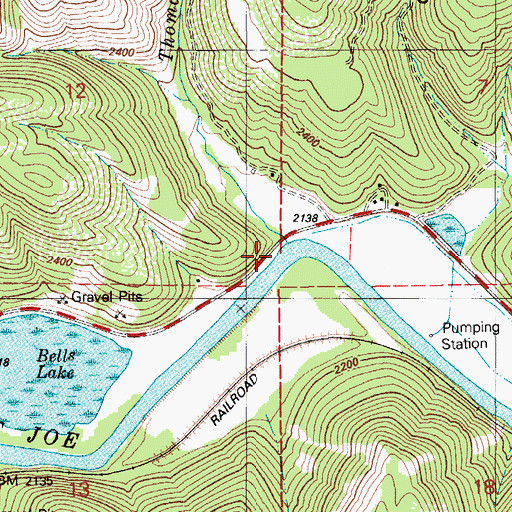 Topographic Map of Thomas Creek, ID