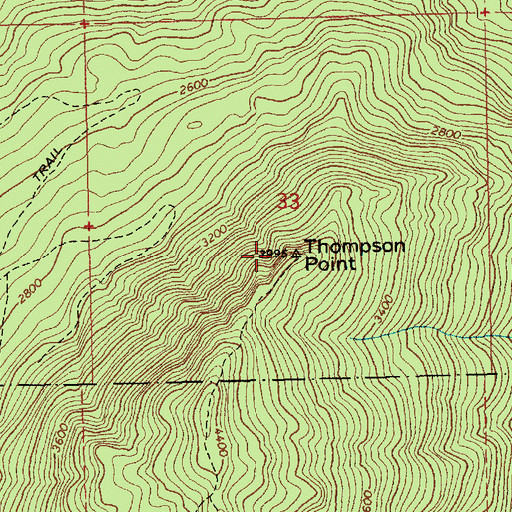 Topographic Map of Thompson Point, ID