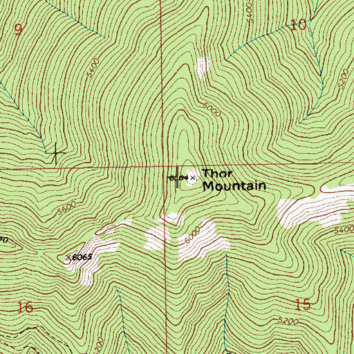 Topographic Map of Thor Mountain, ID