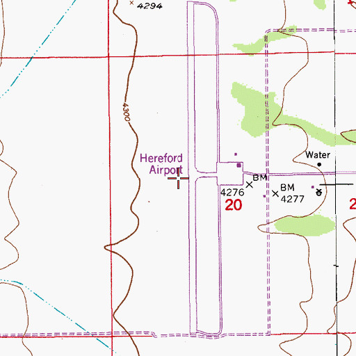 Topographic Map of Hereford Airport (historical), AZ