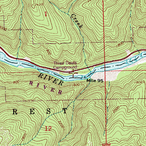 Topographic Map of Three Devils Picnic Area, ID