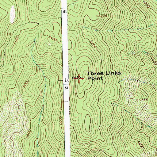 Topographic Map of Three Links Point, ID