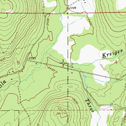 Topographic Map of Three Sisters Creek, ID
