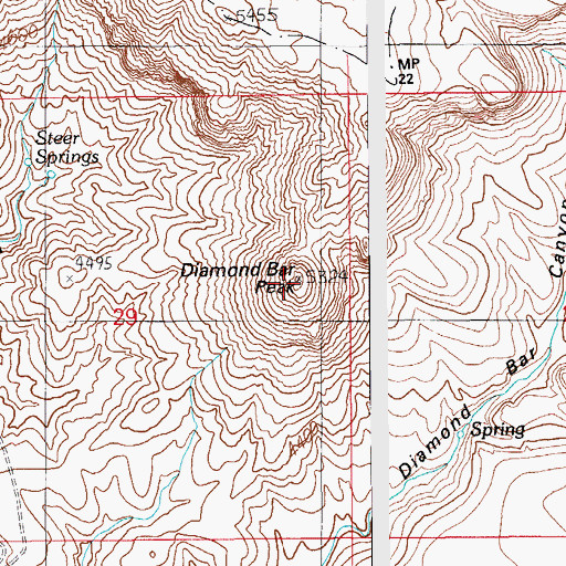 Topographic Map of Diamond Bar Peak, AZ