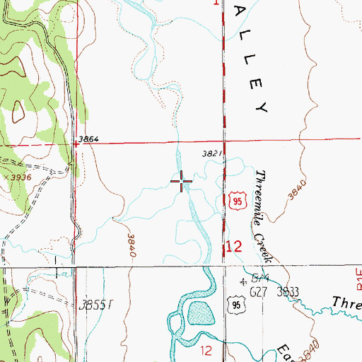 Topographic Map of Threemile Creek, ID
