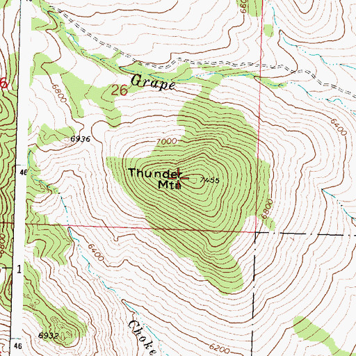 Topographic Map of Thunder Mountain, ID