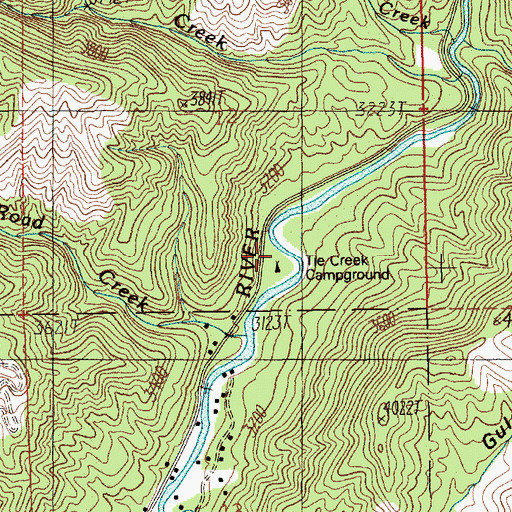 Topographic Map of Tie Creek Campground, ID