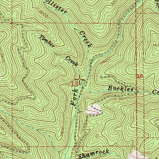 Topographic Map of Timber Creek, ID