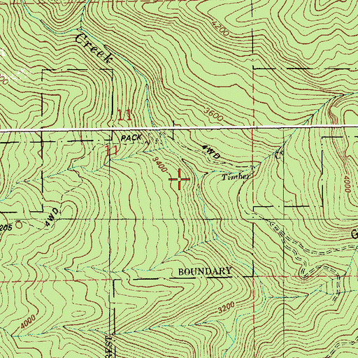 Topographic Map of Timber Creek, ID