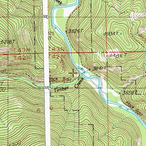 Topographic Map of Timber Creek, ID