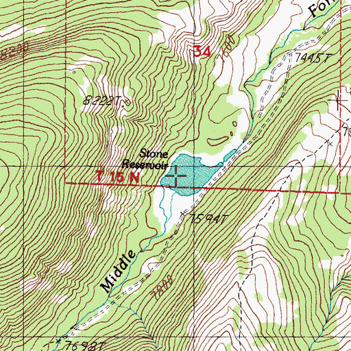 Topographic Map of Stone Reservoir, ID