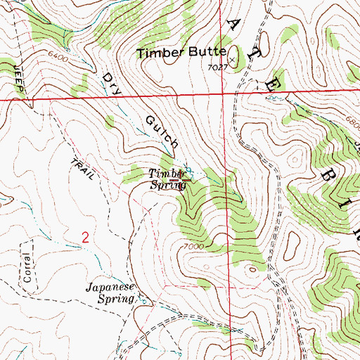 Topographic Map of Timber Spring, ID