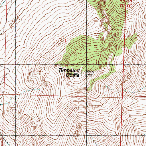 Topographic Map of Timbered Dome, ID