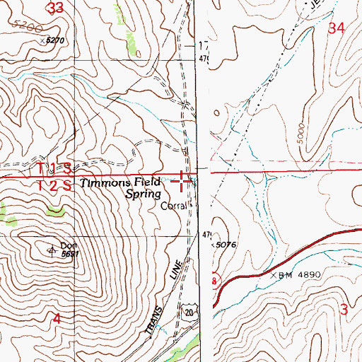 Topographic Map of Timmons Field Spring, ID