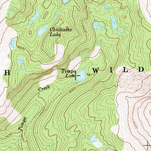 Topographic Map of Timpa Lake, ID