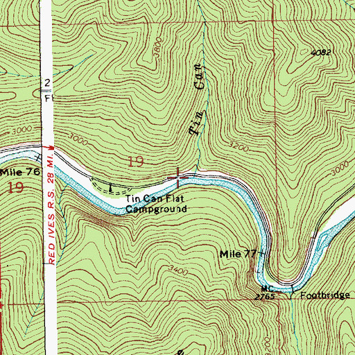 Topographic Map of Tin Can Creek, ID