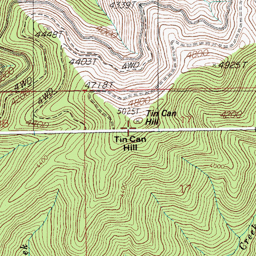 Topographic Map of Tin Can Hill, ID