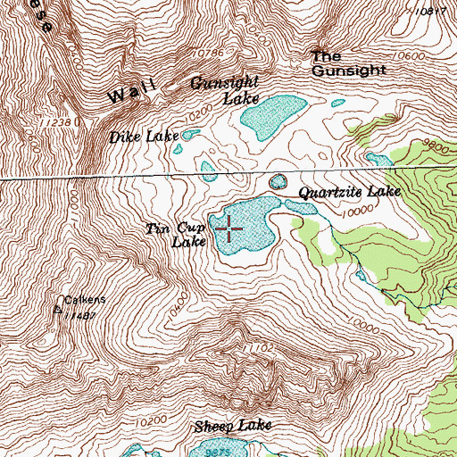 Topographic Map of Tin Cup Lake, ID
