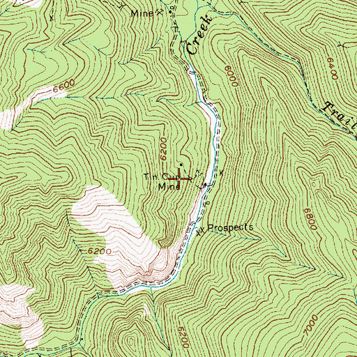 Topographic Map of Tin Cup Mine, ID