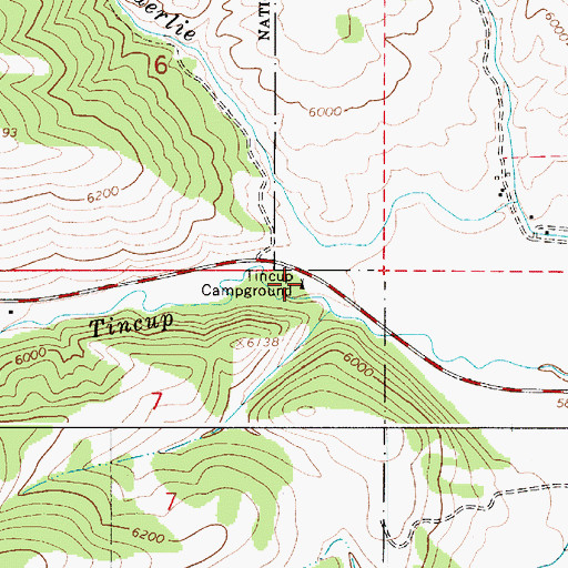 Topographic Map of Tincup Campground, ID