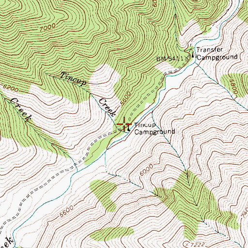 Topographic Map of Tincup Campground, ID