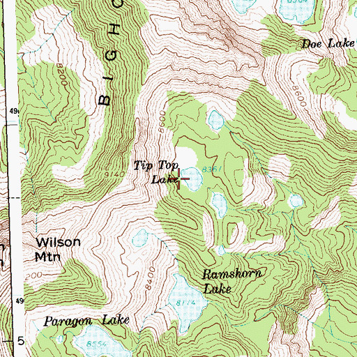 Topographic Map of Tip Top Lake, ID
