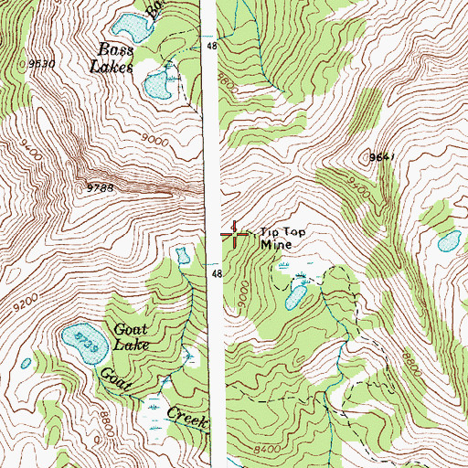 Topographic Map of Tip Top Mine, ID