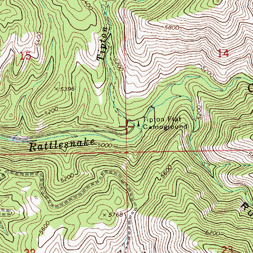 Topographic Map of Tipton Flat Campground, ID