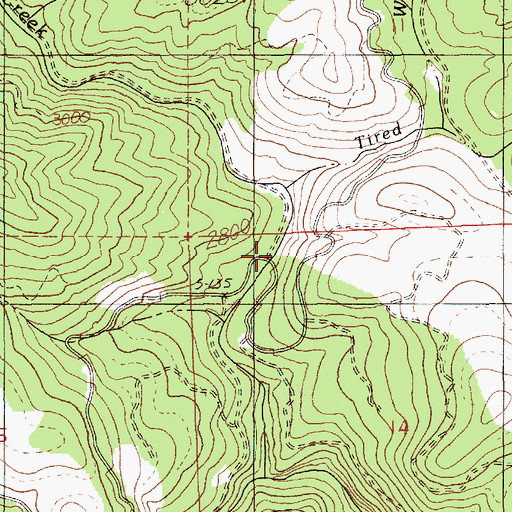 Topographic Map of Tired Wolf Creek, ID