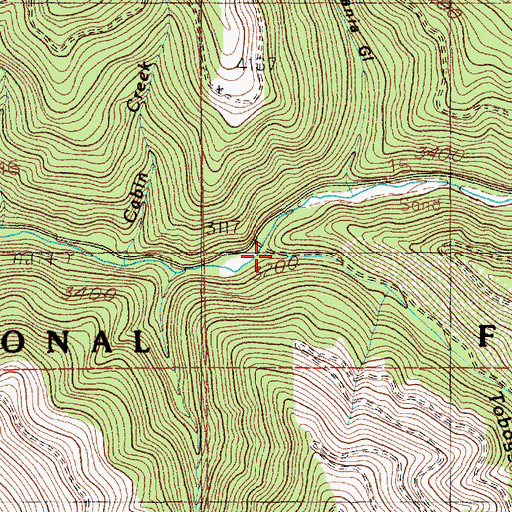 Topographic Map of Toboggan Creek, ID