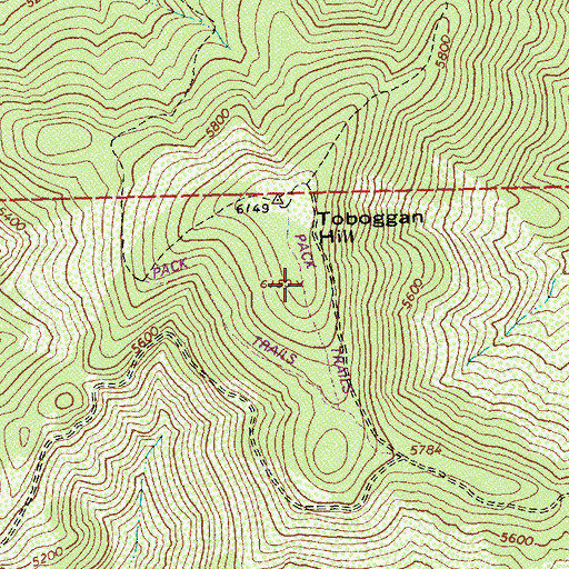 Topographic Map of Toboggan Hill, ID