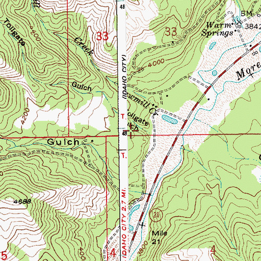 Topographic Map of Tollgate Gulch, ID