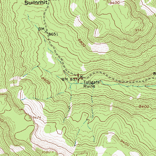 Topographic Map of Tollgate Ruins, ID