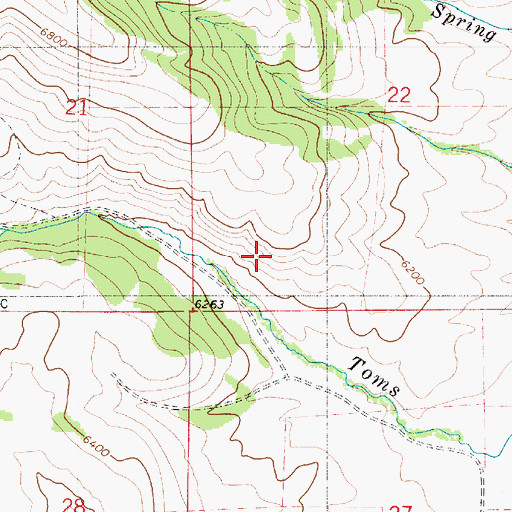 Topographic Map of Toms Canyon, WY
