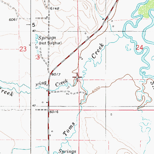 Topographic Map of Toms Creek, WY