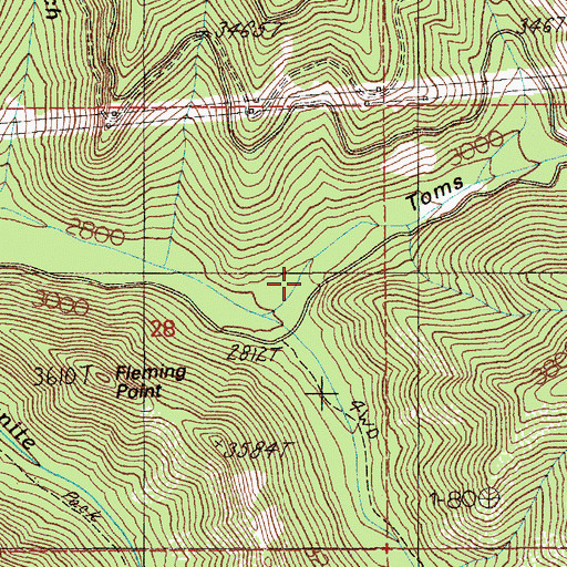 Topographic Map of Toms Gulch, ID