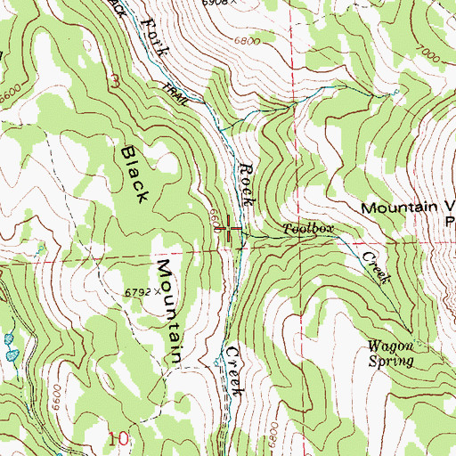 Topographic Map of Toolbox Creek, ID