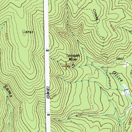 Topographic Map of Toropah Mine, ID