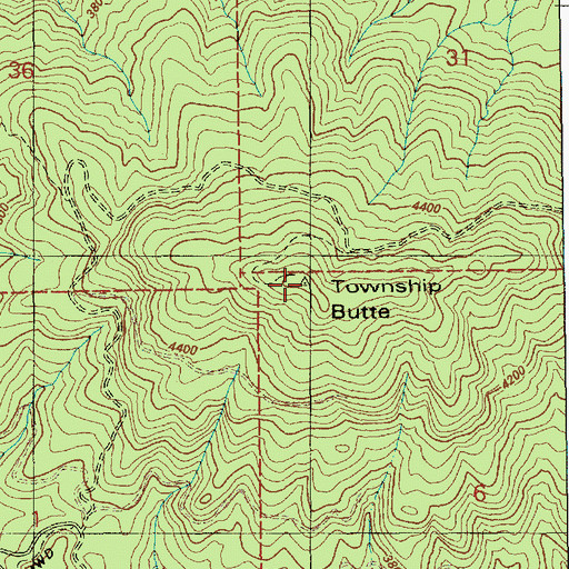 Topographic Map of Township Butte, ID