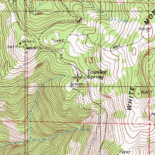 Topographic Map of Towsley Spring, ID
