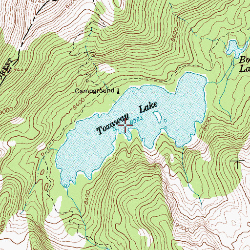 Topographic Map of Toxaway Lake, ID