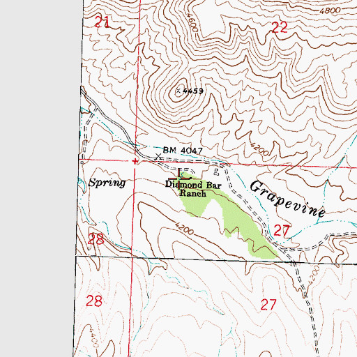 Topographic Map of Diamond Bar Ranch, AZ