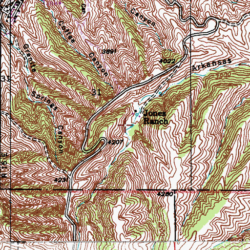 Topographic Map of Arkansas Tank, AZ