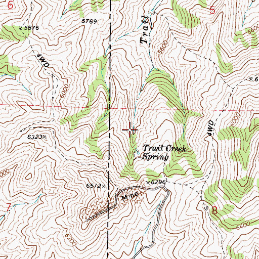 Topographic Map of Trail Creek Spring, ID