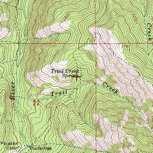 Topographic Map of Trail Creek Spring, ID