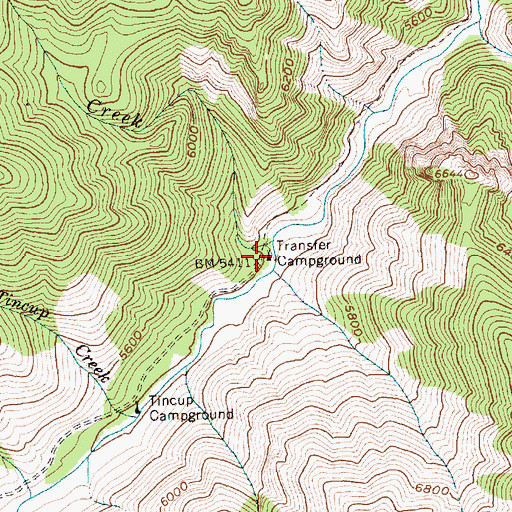Topographic Map of Transfer Campground, ID
