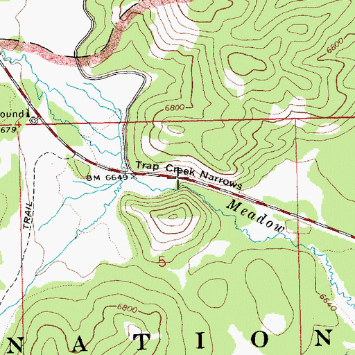 Topographic Map of Trap Creek Narrows, ID