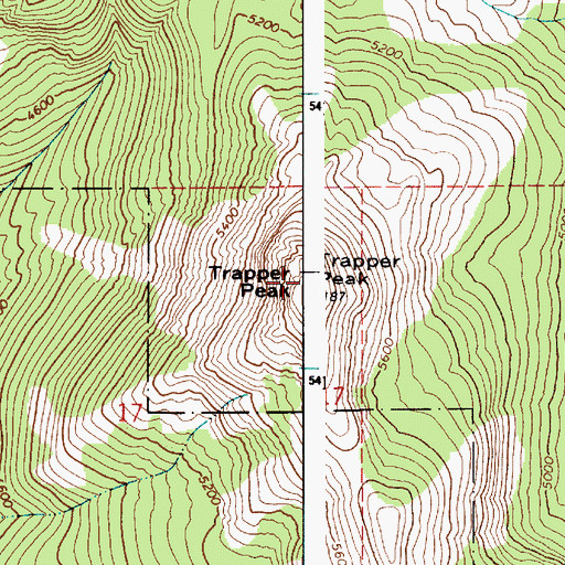 Topographic Map of Trapper Peak, ID