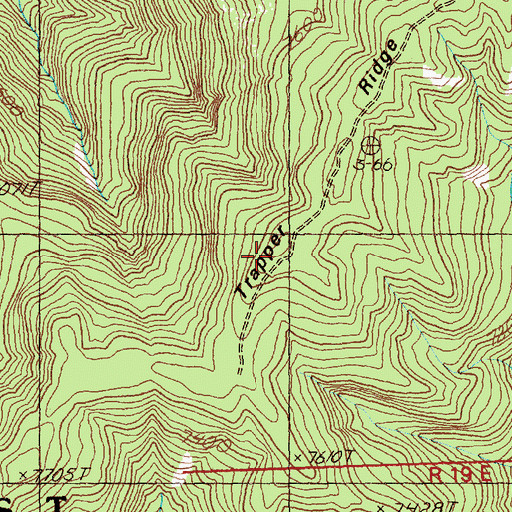 Topographic Map of Trapper Ridge, ID
