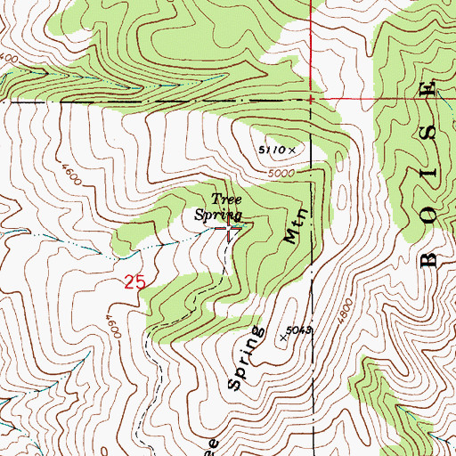Topographic Map of Tree Spring, ID